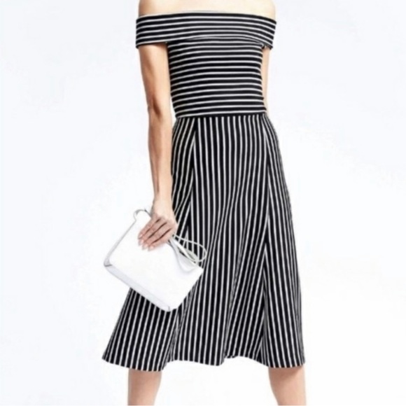 Banana Republic Dresses & Skirts - Striped midi off shoulder dress Banana Republic dress.  No defects.  Worn once.